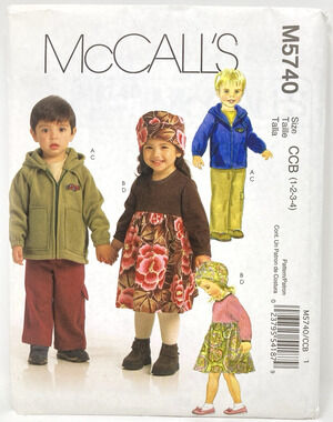 McCalls M5740 Toddler Jacket Dress Pants Hat Boho Peasant Chic Sz 1-4 UNCUT